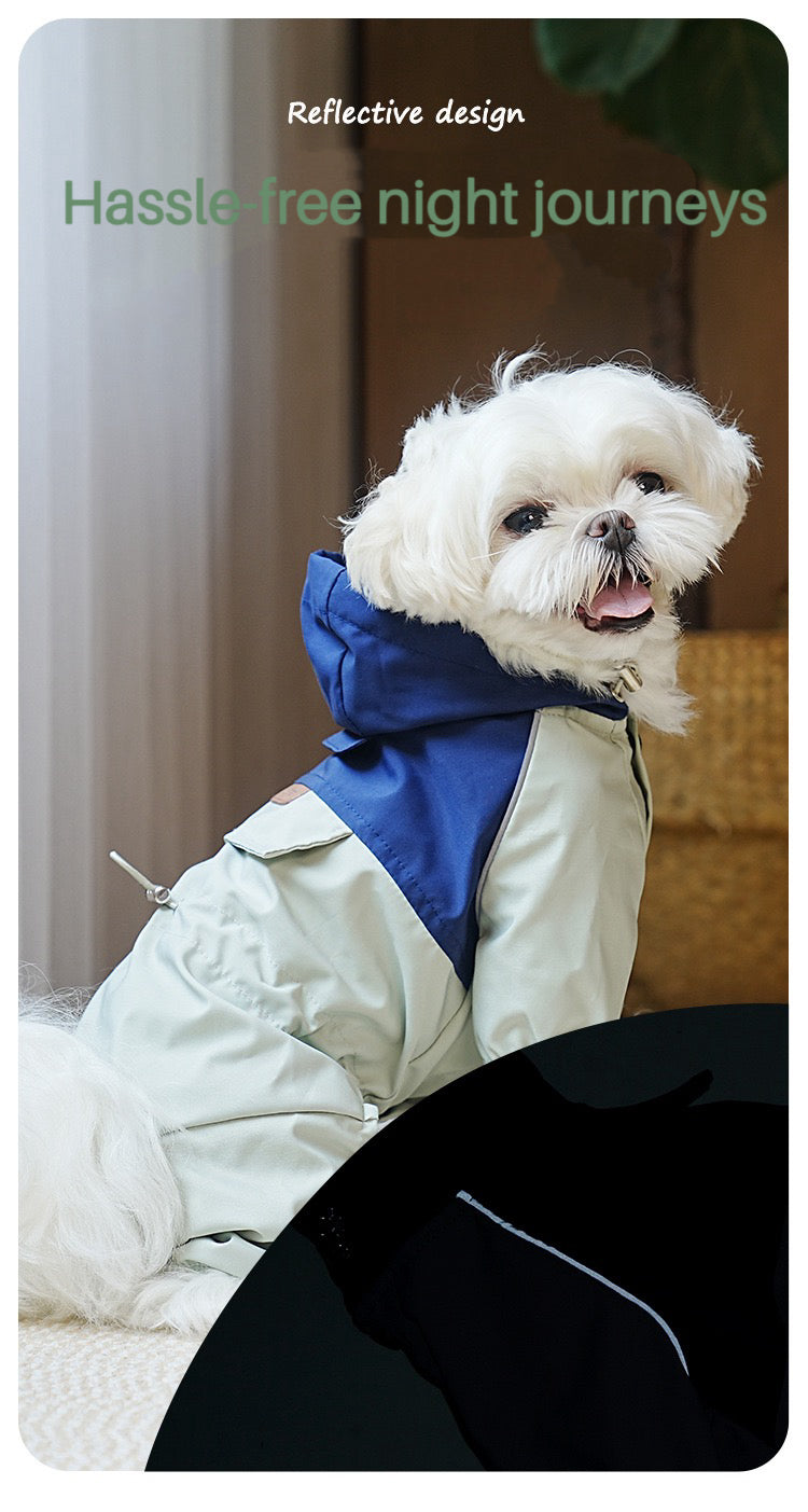Dog Hooded Jacket and Raincoat, Windproof & Waterproof, Multiple size