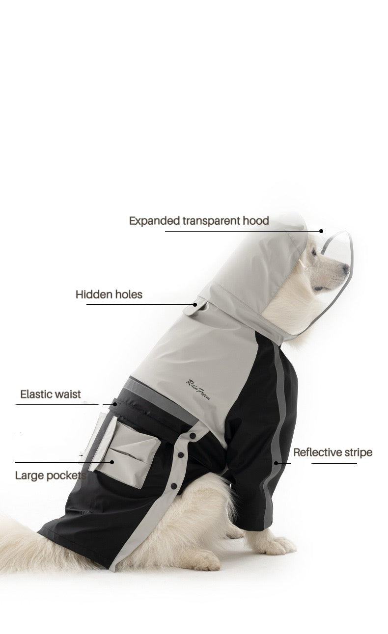 Dog Hooded Raincoat Jacket - for large dogs