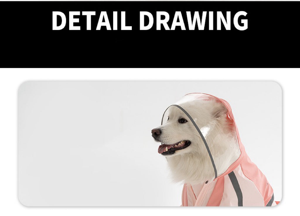 Dog Hooded Raincoat Jacket - for large dogs
