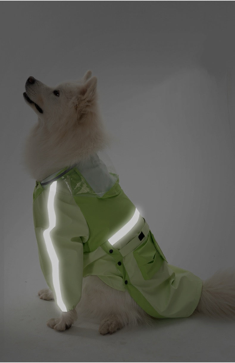 Dog Hooded Raincoat Jacket - for large dogs