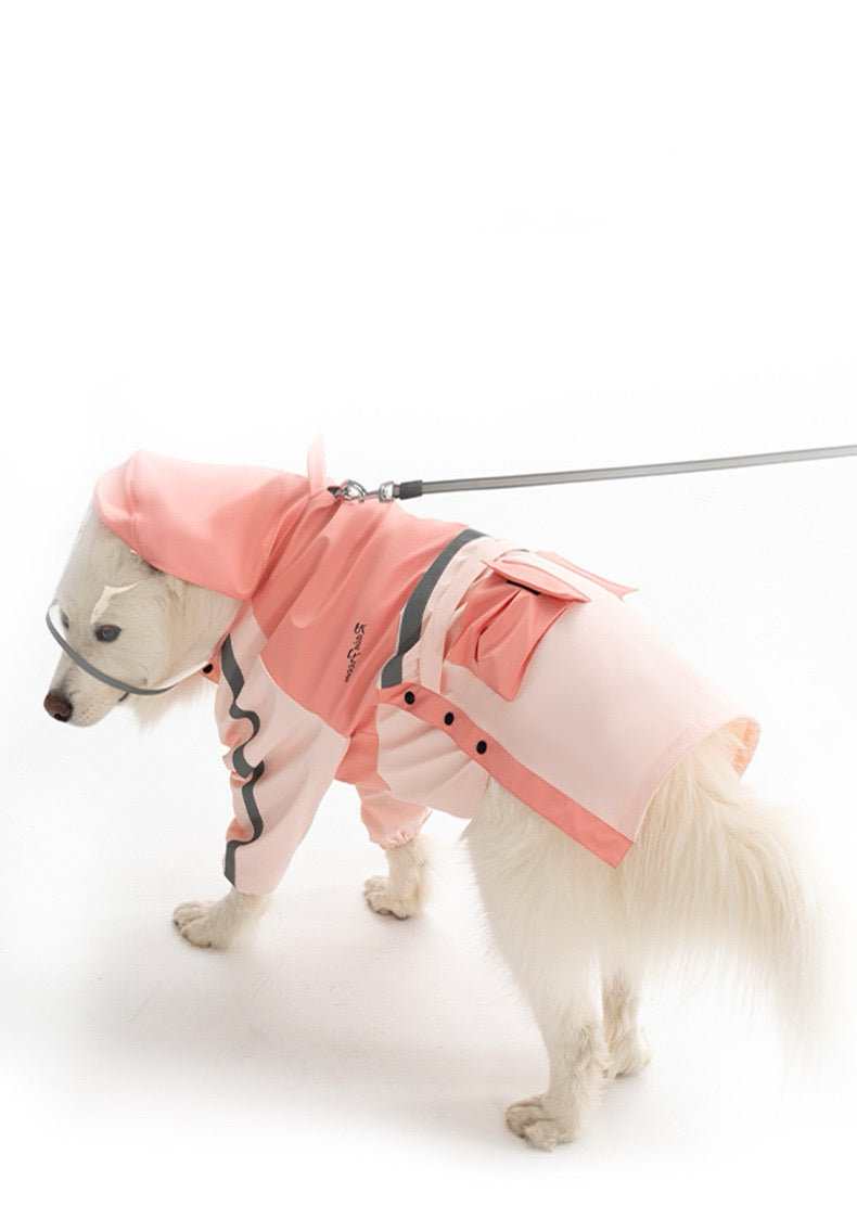 Dog Hooded Raincoat Jacket - for large dogs