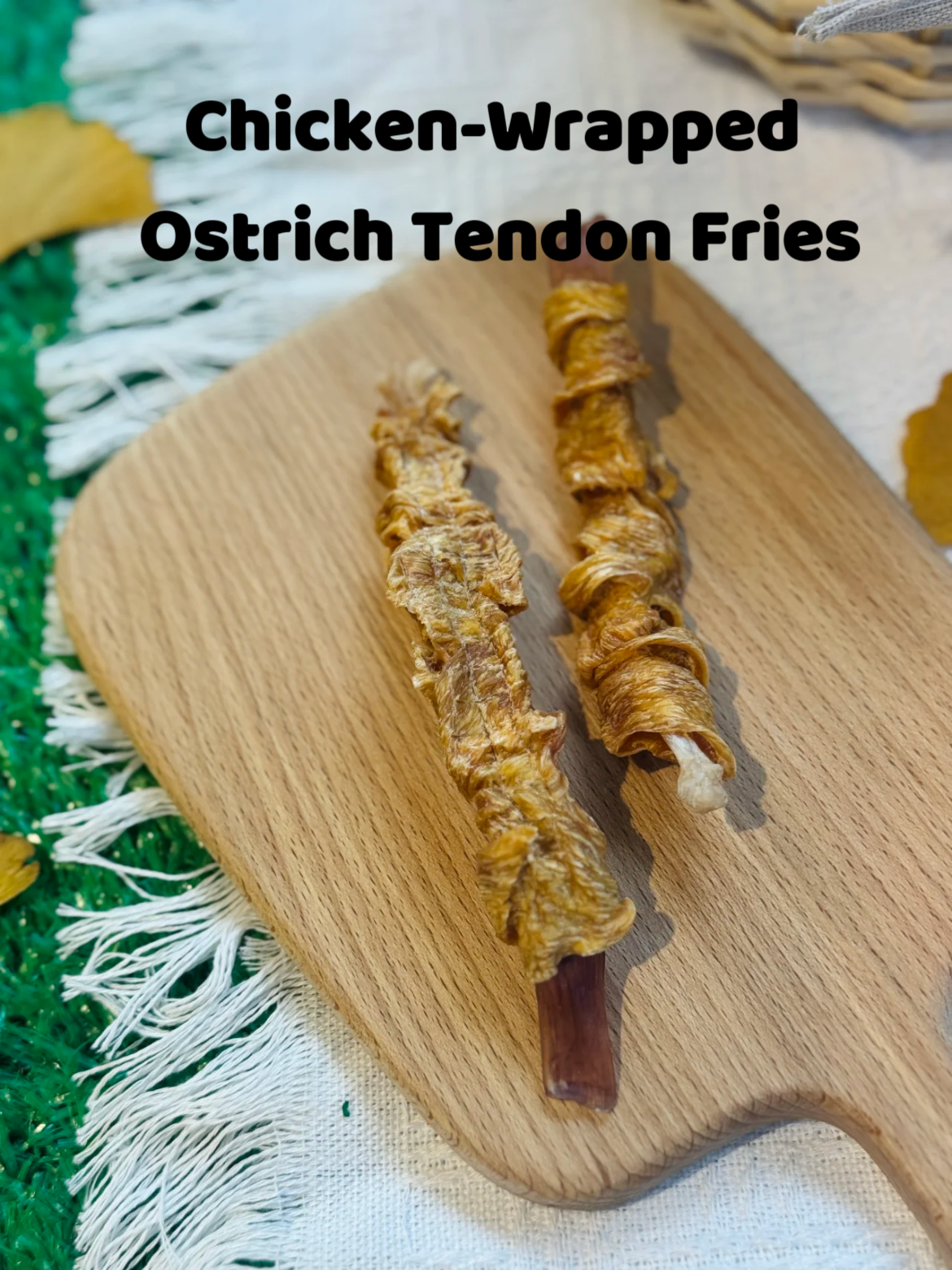 Chicken-Wrapped Ostrich Tendon Fries – Crunchy Natural Dog Chew Treats