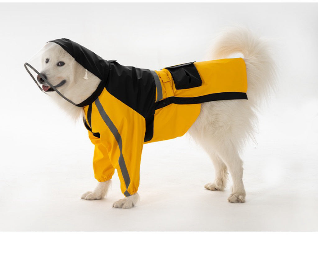 Dog Hooded Raincoat Jacket - for large dogs
