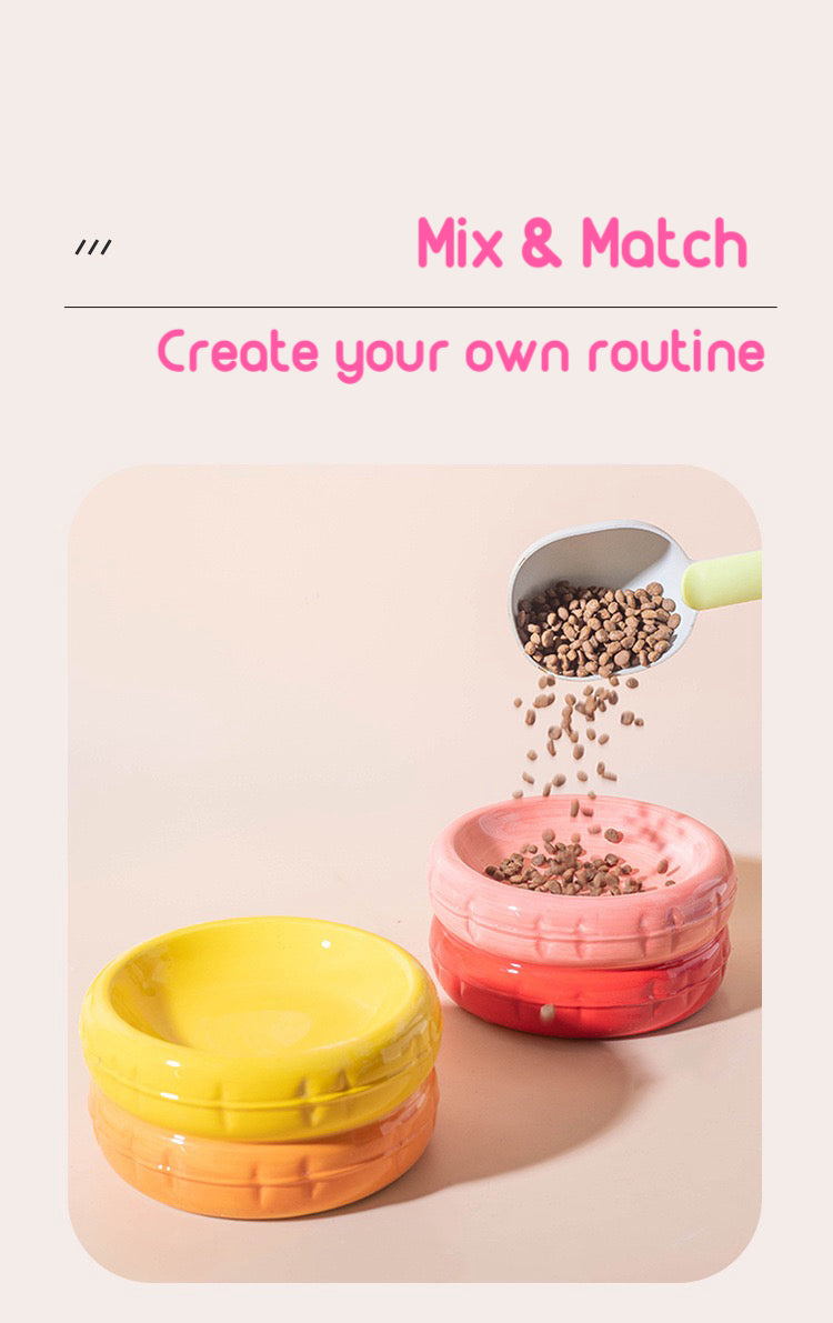 Dual Macaron Ceramic Pet Bowl - Food bowl and Water bowl