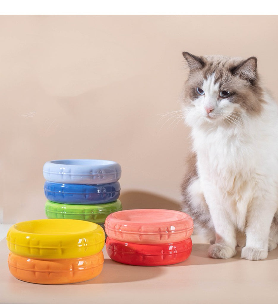 Dual Macaron Ceramic Pet Bowl - Food bowl and Water bowl