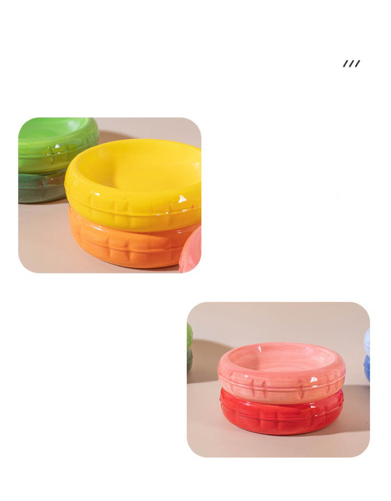 Dual Macaron Ceramic Pet Bowl - Food bowl and Water bowl
