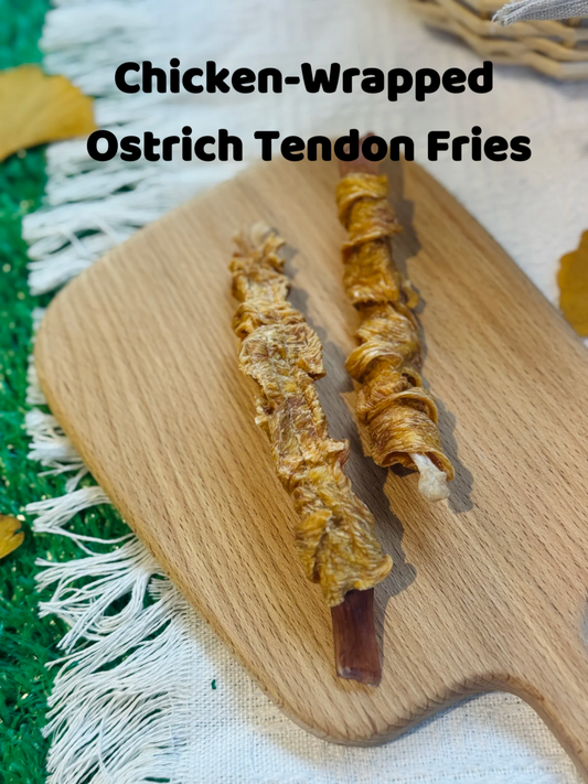 Chicken-Wrapped Ostrich Tendon Fries – Crunchy Natural Dog Chew Treats